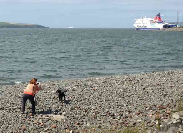 Pat just taking a quick shot of Leyla on the beach .. before boarding the ferry from Scotland to N.Ireland.