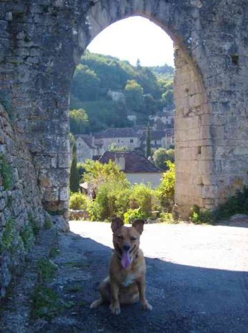 Julio in the beautiful medieval town of Saint-Cirq-Lapopie, in S.W.France.