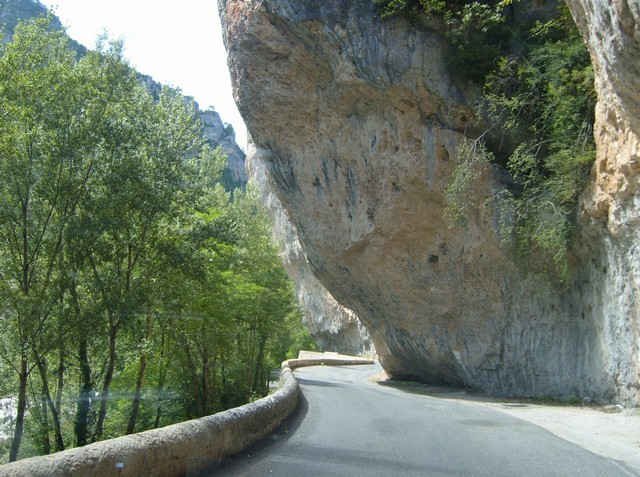Not much room for a double-decker here! In 'Le Gorge du Tarn' in France.