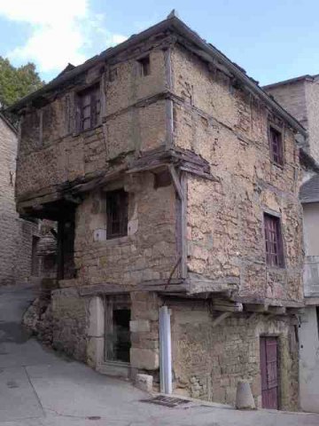 Medieval houses in Severac-le-Chateau, France.