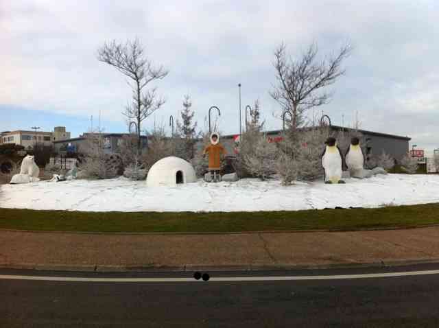 Another wintry roundabout in France.