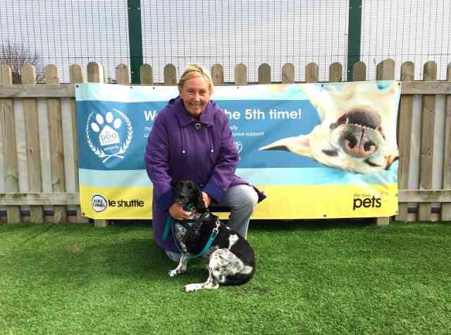 Sue and Sally at Eurotunnel Pets' Check-in, on their journey from Nerja in S.Spain to St Helens in Merseyside.