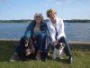 Dianne & Lizzie and Monika & Charlie, taking a break at Bewl Water in Kent, on their journey from Malaga, southern Spain.