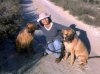 Elaine with Ginger & Chillie, on their way from Nerja to Madrid, before flying on to Australia.