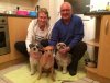Joan and Bob, with Harvey, Dexter and Ellie, just arrived at their home in Newcastle, after having travelled up from Nerja in S.Spain.
