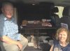 Susan and Peter with their four cats, Peach, Roo, Mia and Ted, on their journey from Lincs to Brittany.