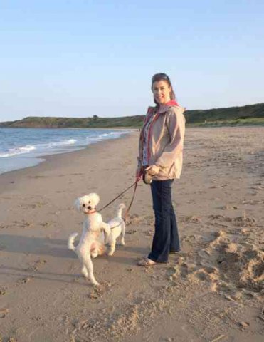 Arlene, Molly & Grey enjoying a walk on the beach in Rosslare, having just arrived from Fuengirola in S.Spain.