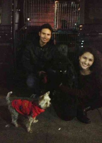 Sebastián & Paloma, with Snoopy, Angel & Yeke, having just travelled from Madrid to London.