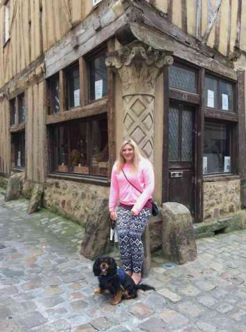Kim and Christmas, enjoying an early morning walk through medieval Le Mans, on their journey from Mijas in southern Spain to Crowborough in E.Sussex.