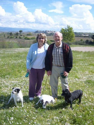 Barbara & Eddie with Lady, Zoe & Sasha, near Carcassonne in France, en route from Alicante to Lancs.