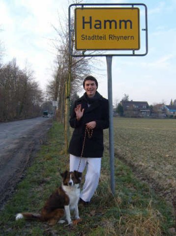 Mat & Coco in Germany, on their journey from Warsaw, Poland, to England.