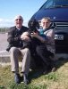 Tom, Geraldine & Ruby, after a lunch-break in France, en route from London to their new home in Algorfa, Spain.