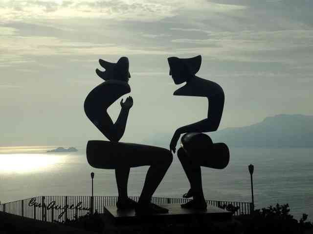 An usual sculpture on the Amalfi coast, Italy.