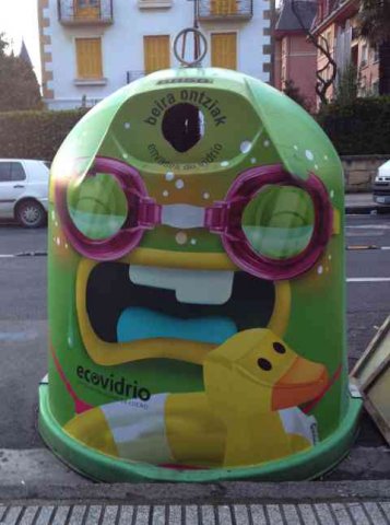 What a great bottle-bank! In Zarautz, The Basque Country.